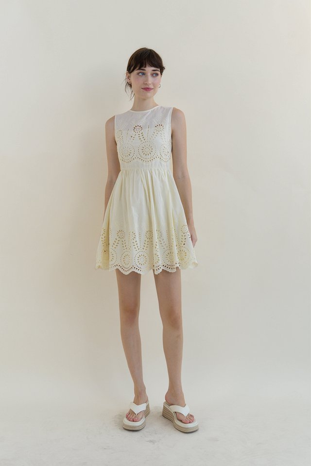 ORALIE INNER LINING MINI DRESS BUTTERMILK