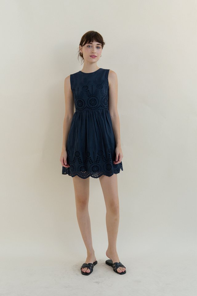 ORALIE INNER LINING MINI DRESS NAVY