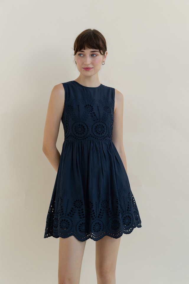 ORALIE INNER LINING MINI DRESS NAVY