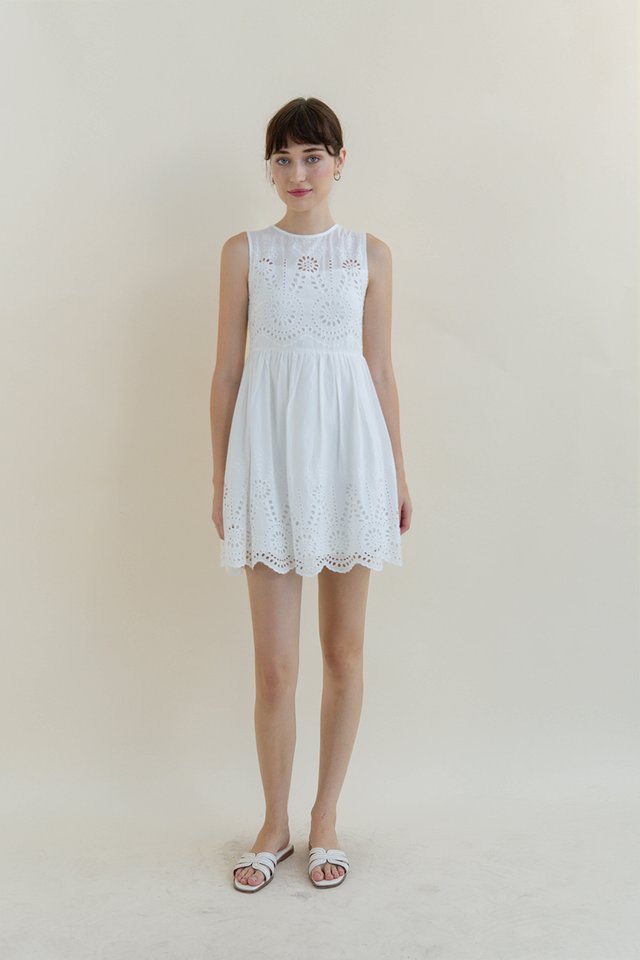 ORALIE INNER LINING MINI DRESS WHITE