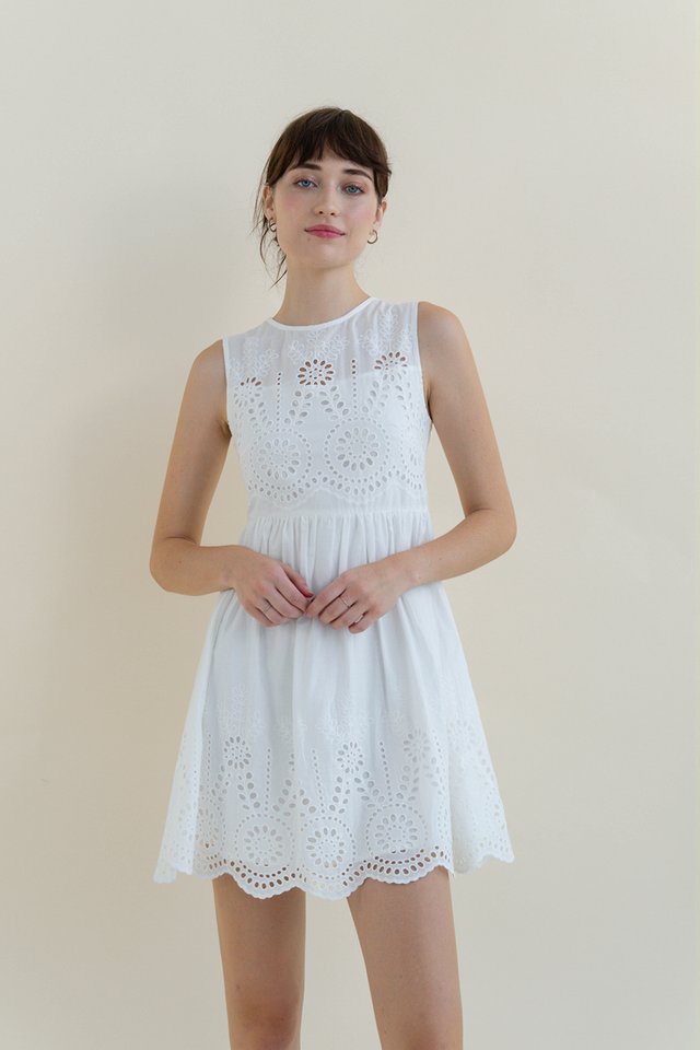 ORALIE INNER LINING MINI DRESS WHITE