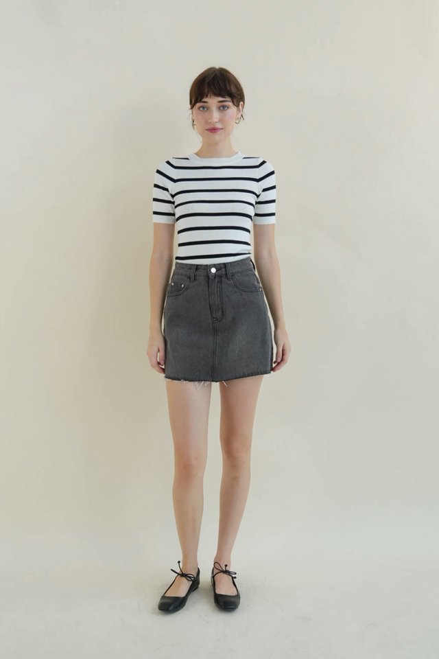 THEO DENIM SKORTS ACID BLACK