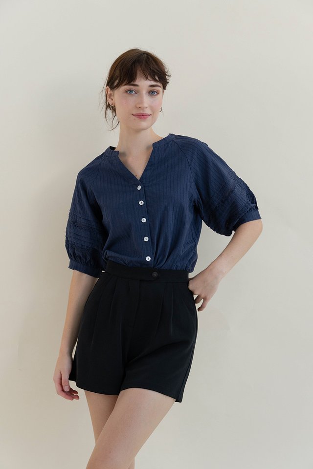 CLARA LACE TRIM BLOUSON NAVY