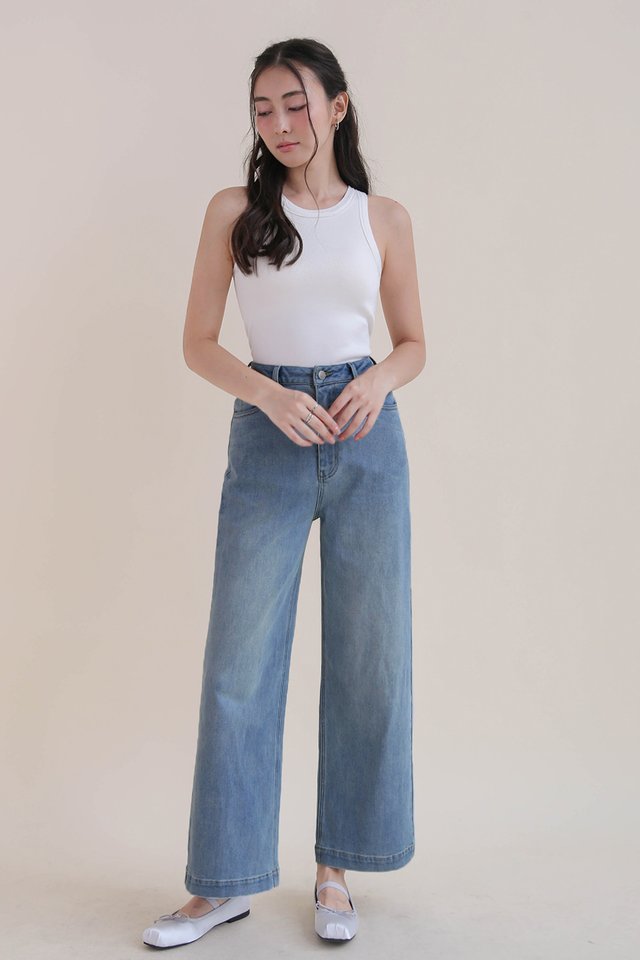 COEN DENIM PALAZZO PANTS MIDWASH