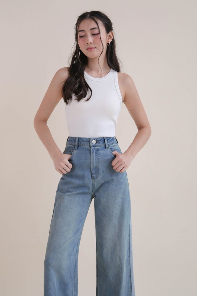 COEN DENIM PALAZZO PANTS MIDWASH