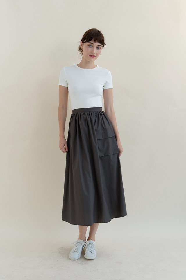 JENNA POCKET MIDI SKIRT GUNMETAL