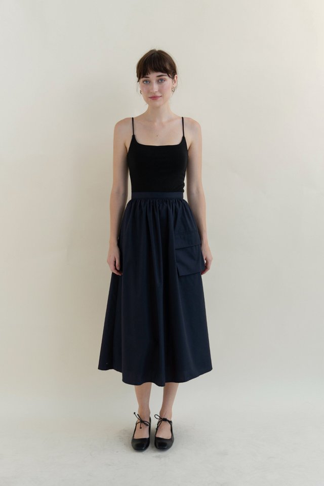 JENNA POCKET MIDI SKIRT MIDNIGHT