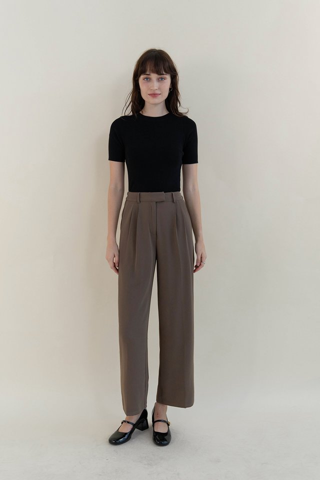 LANDI WAIST TAB PANTS WALNUT