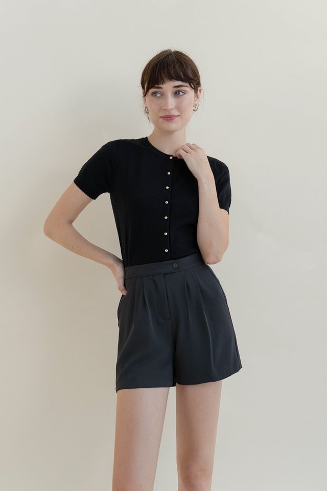 NOLAN SHORT SLEEVE KNIT TOP BLACK