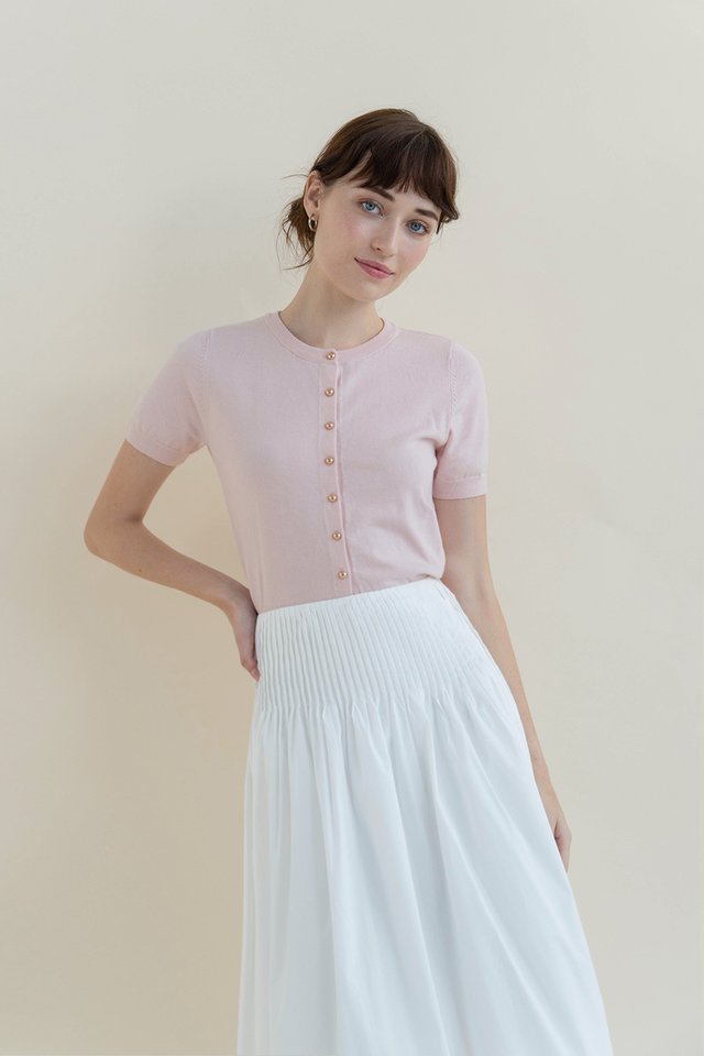 (PREORDER) NOLAN SHORT SLEEVE KNIT TOP PINK