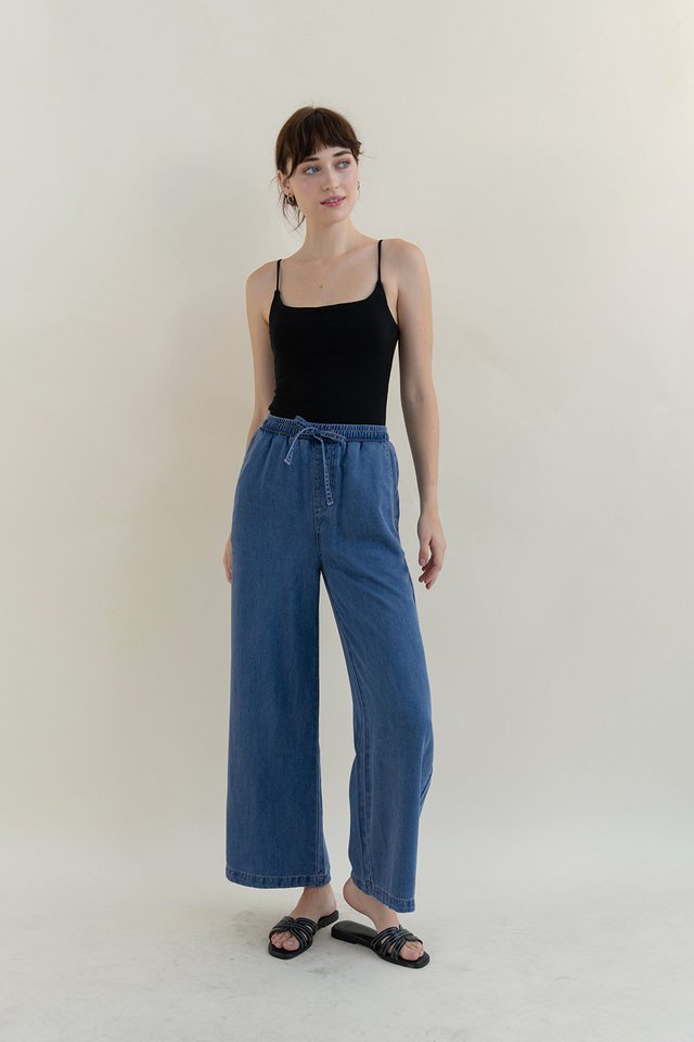 REI CHAMBRAY DRAWSTRING PANTS DARK