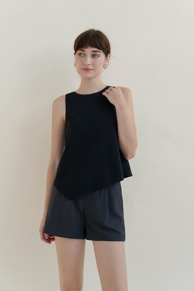 SHEILA BIAS CUT TOP BLACK