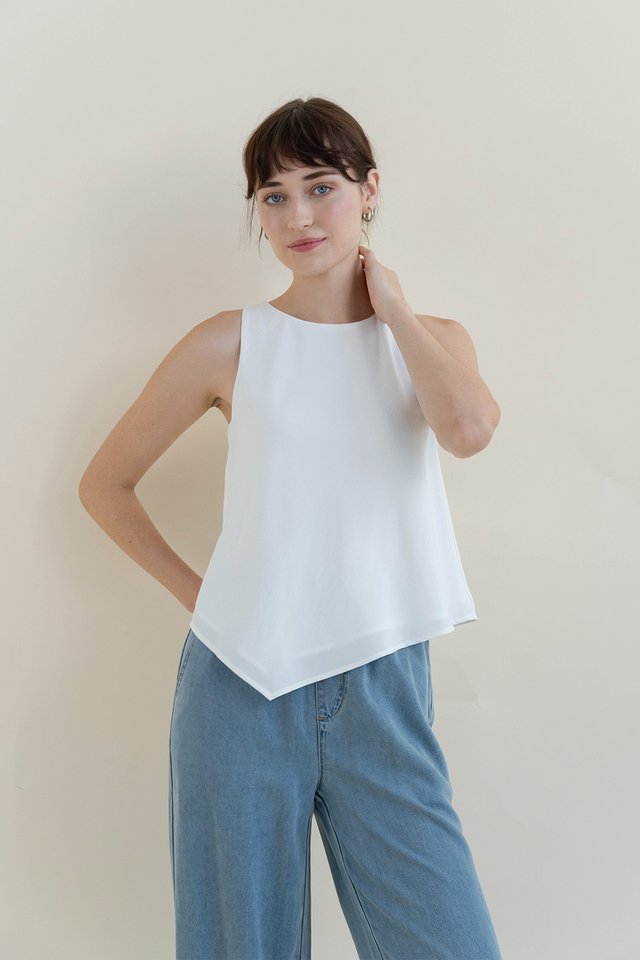 SHEILA BIAS CUT TOP WHITE