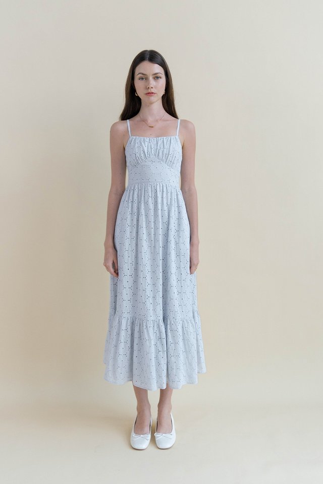 VIVIENNE BRODERIE MAXI DRESS BLUE