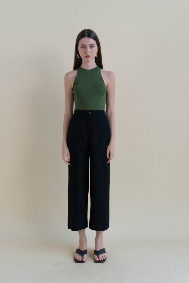 ABBY HIGH NECK KNIT TOP MATCHA
