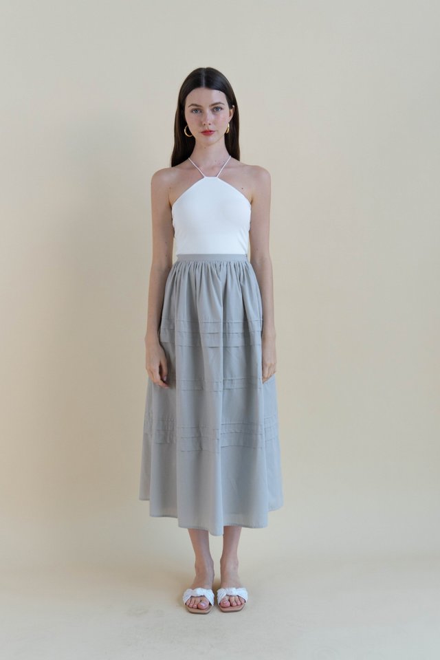 ALPHINE PLEATED TIER SKIRT DOVE