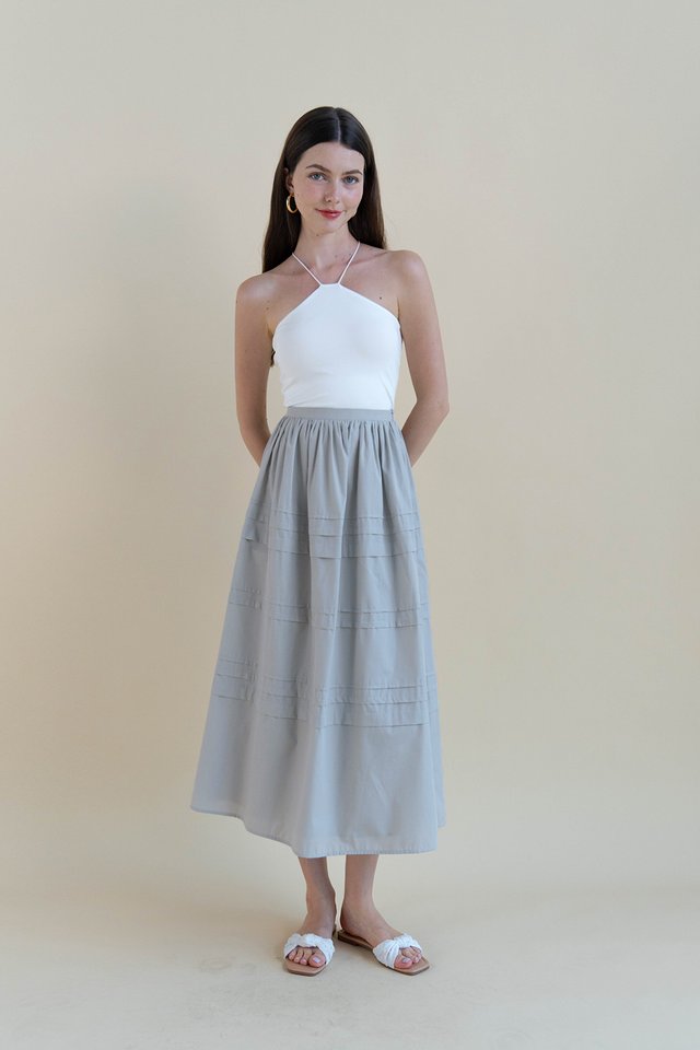 ALPHINE PLEATED TIER SKIRT DOVE
