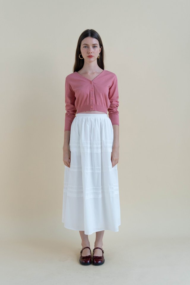ALPHINE PLEATED TIER SKIRT WHITE