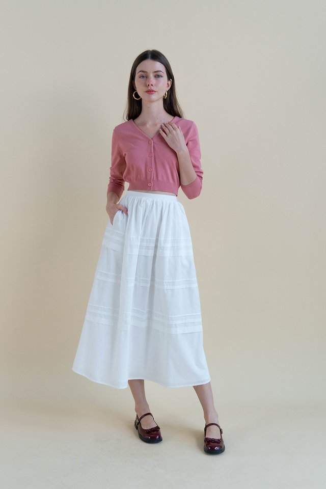ALPHINE PLEATED TIER SKIRT WHITE