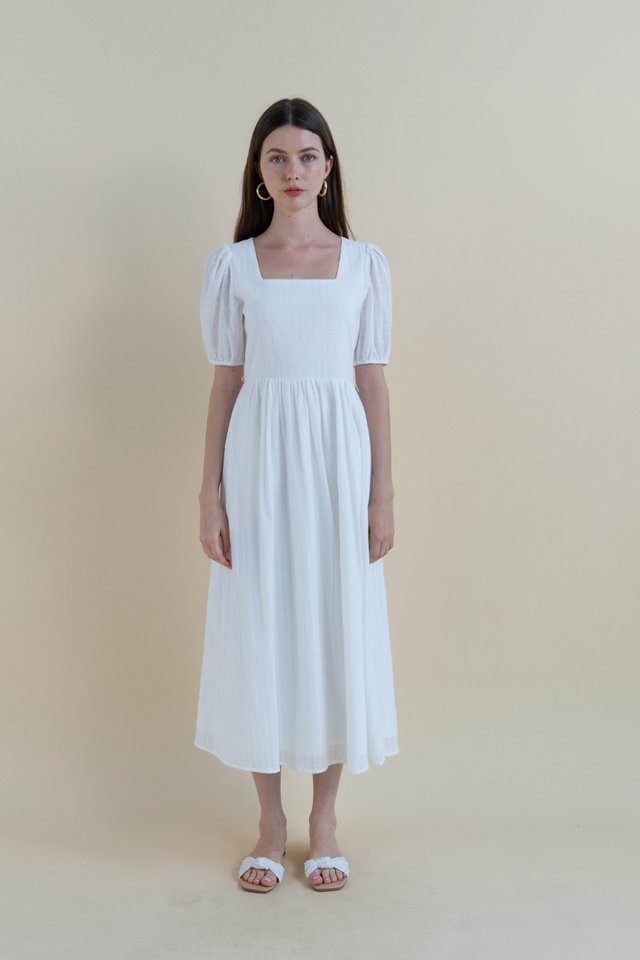 ALYSSA TEXTURED COTTON DRESS WHITE