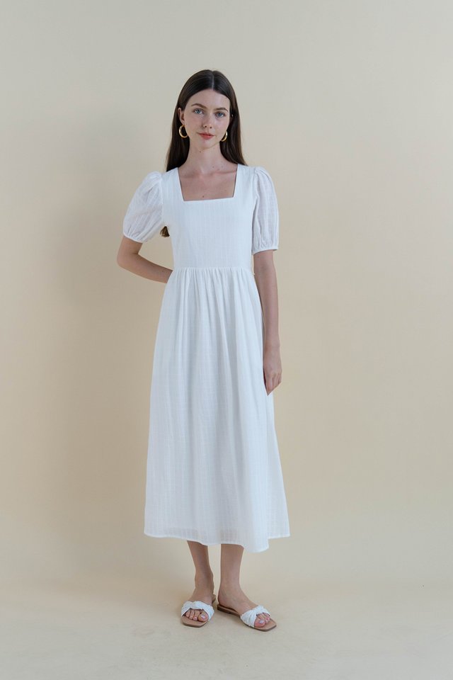 ALYSSA TEXTURED COTTON DRESS WHITE