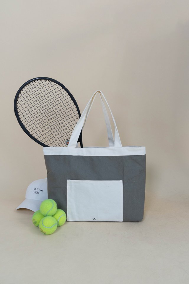 REVERSIBLE SHOPPER TOTE ASH/MARINE