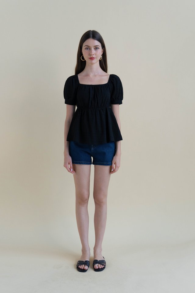 AVALYN PUFF SLEEVE TOP BLACK