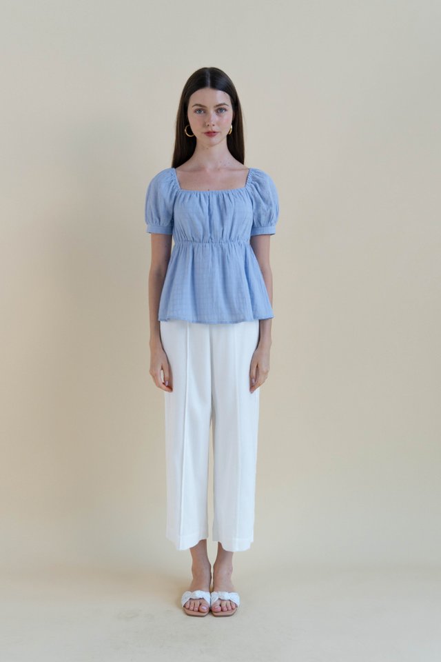 AVALYN PUFF SLEEVE TOP SKY