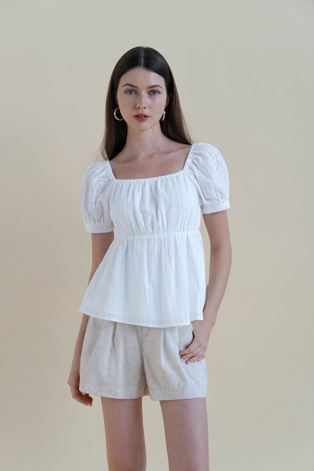 AVALYN PUFF SLEEVE TOP WHITE