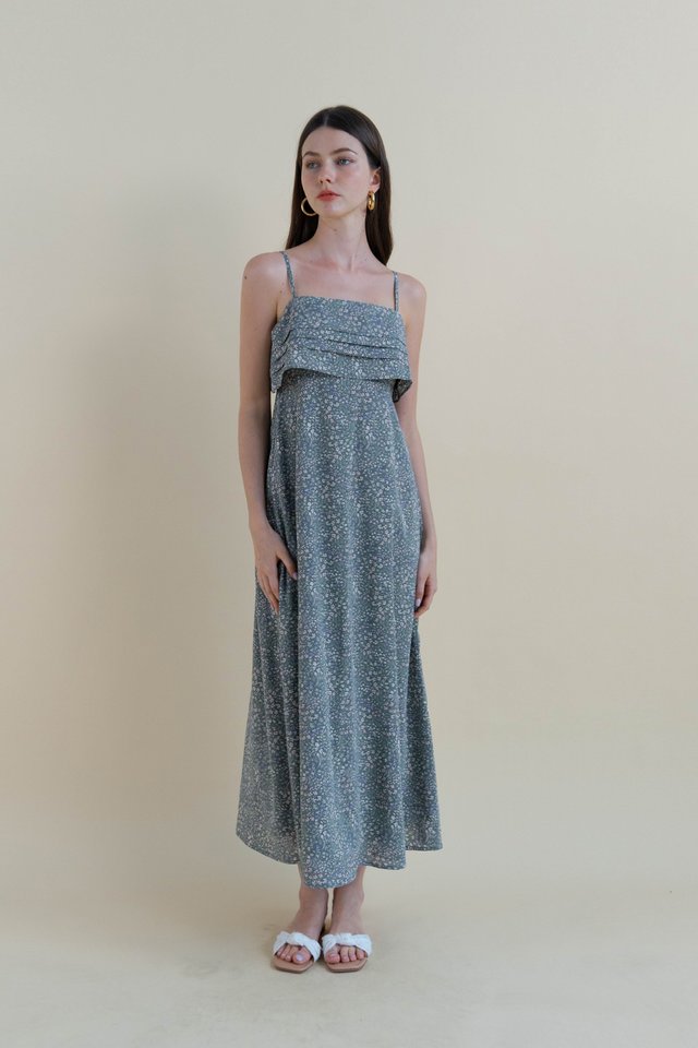 BEATRICE FLORAL DRESS BLUE GREY