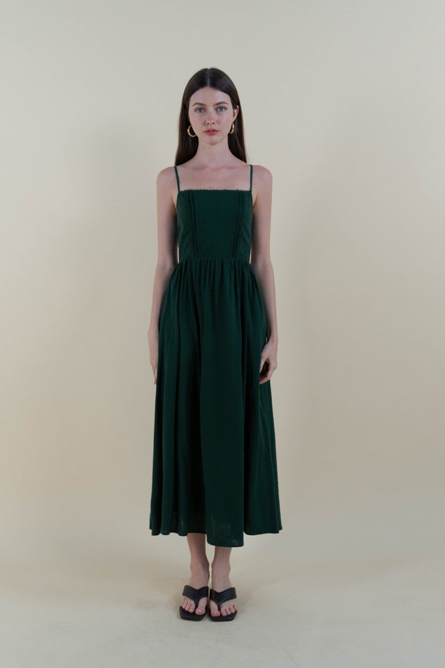 BELLE LINEN DRESS FOREST