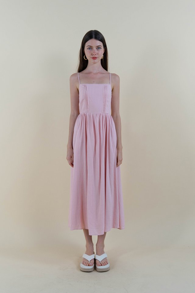 BELLE LINEN DRESS PINK