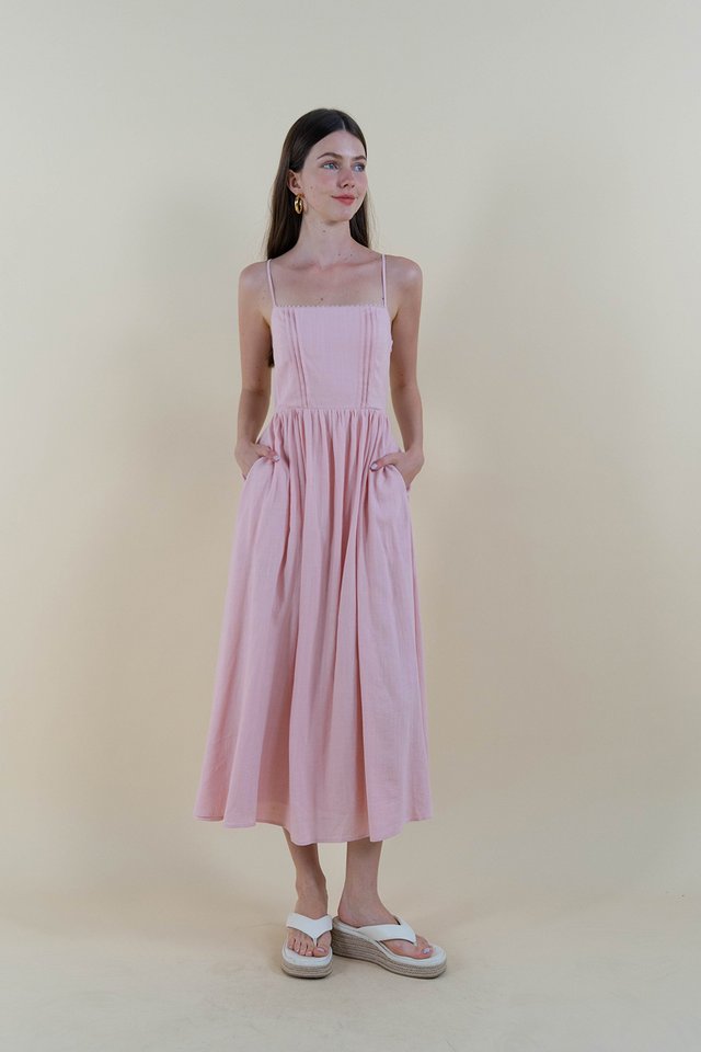 BELLE LINEN DRESS PINK