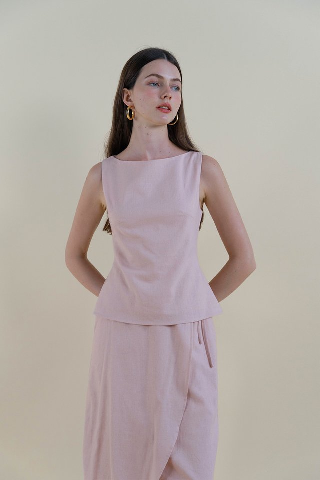 BEYNA SHELL LINEN TOP PINK
