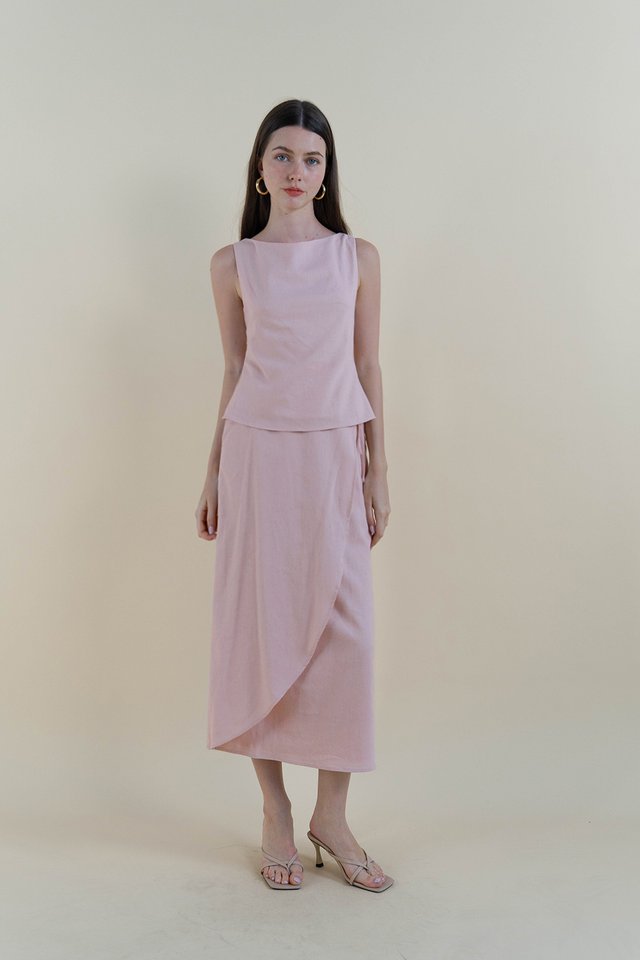 BEYNA SHELL LINEN TOP PINK