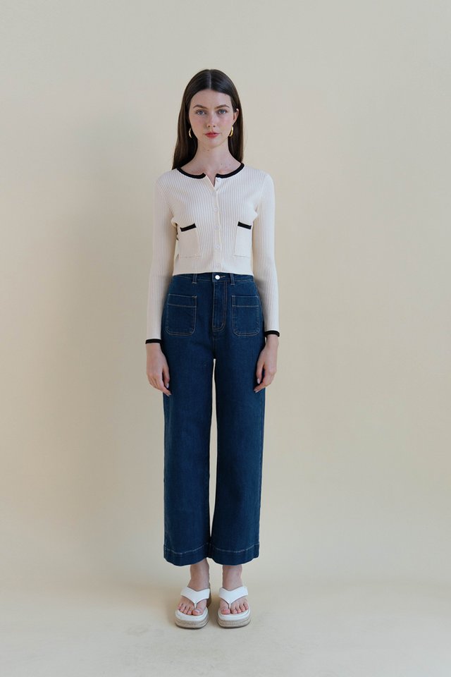 GEMMA PIPING CARDIGAN BARLEY