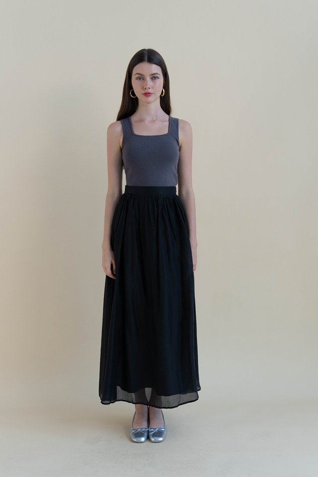 HARRIET PADDED KNIT TOP DARK GREY