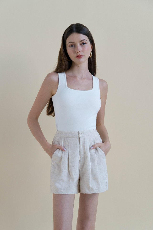 HARRIET PADDED KNIT TOP WHITE