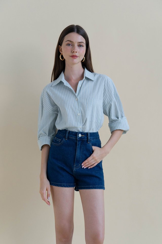 MEGAN LINEN SHIRT BLUE STRIPED