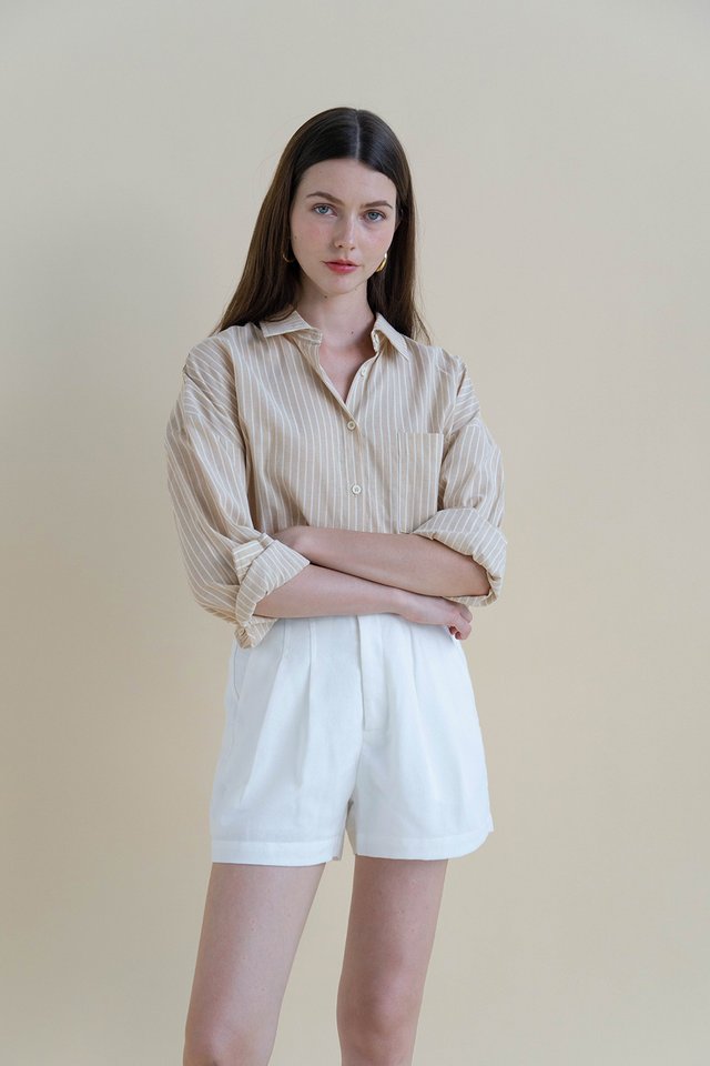 MEGAN LINEN SHIRT OAT STRIPED