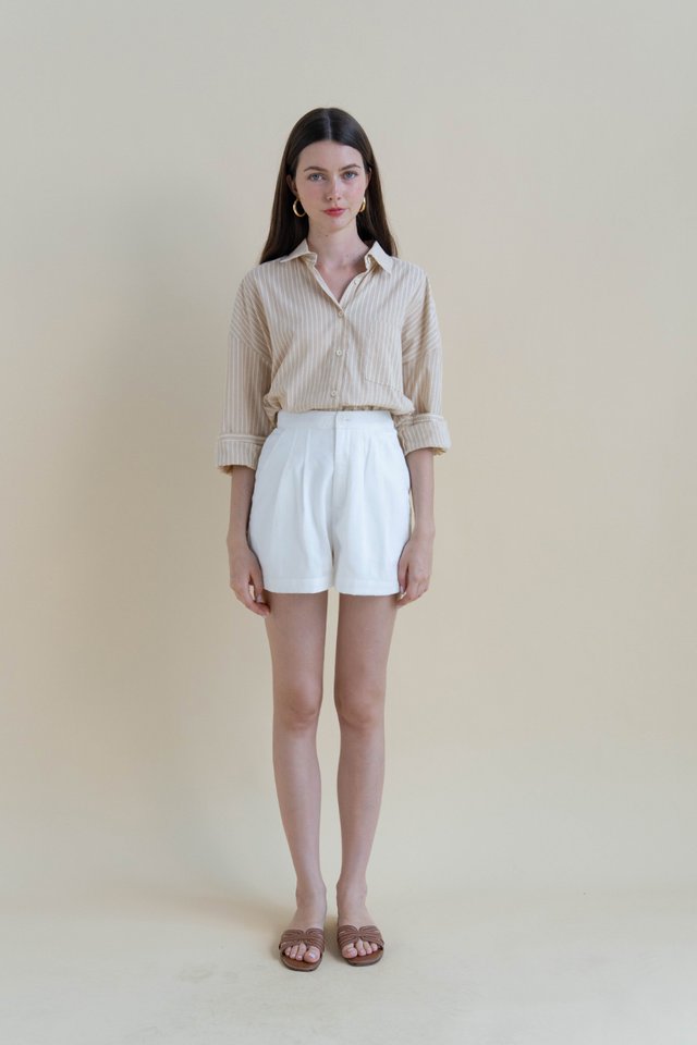 MEGAN LINEN SHIRT OAT STRIPED