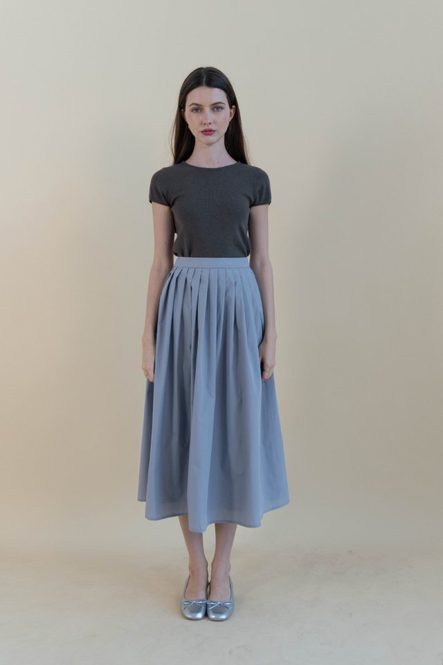 MERYL CAPSLEEVE KNIT TOP SLATE