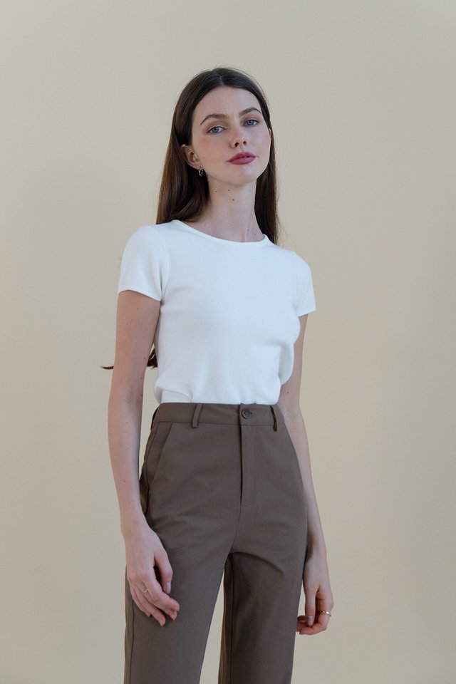 MERYL CAPSLEEVE KNIT TOP WHITE