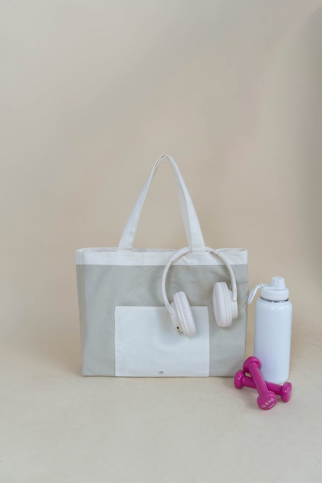 REVERSIBLE SHOPPER TOTE DOVE/PINK
