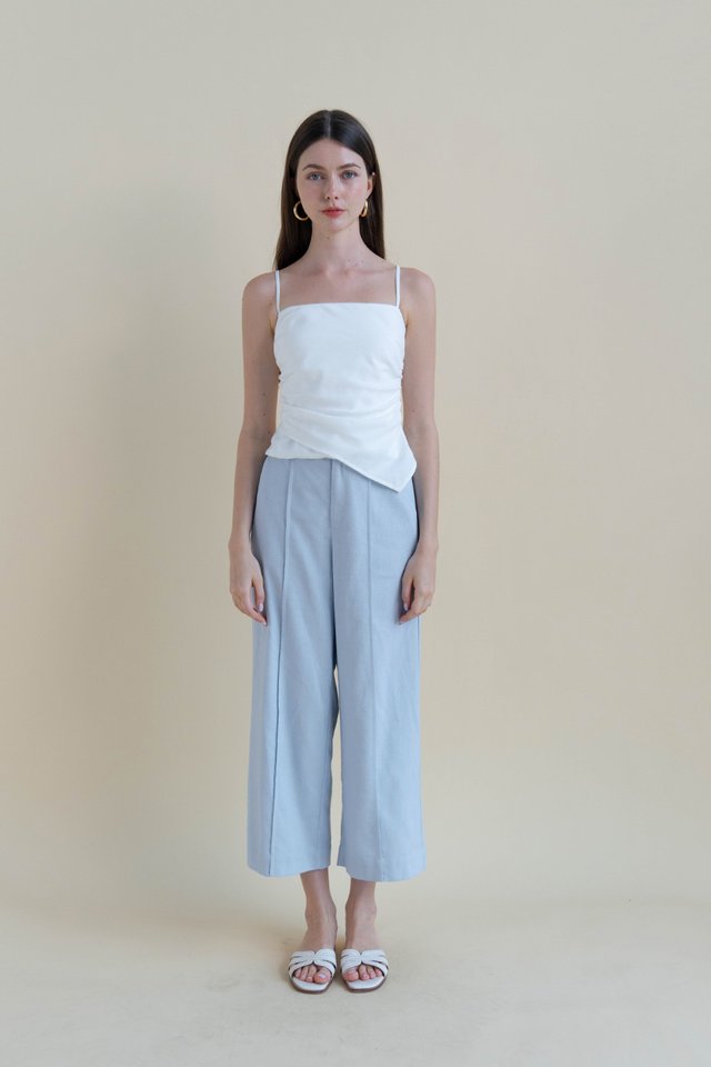 RUMI LINEN ASYMMETRICAL TOP WHITE