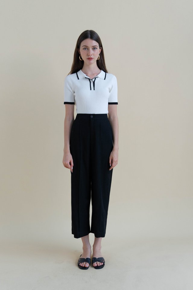 STEFFI POLO KNIT TOP WHITE