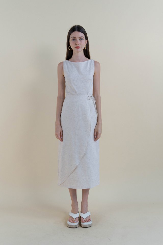SUZY LINEN WRAP SKIRT SAND
