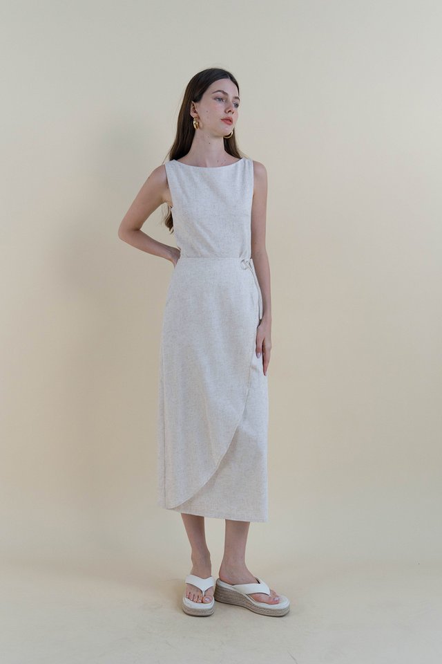 SUZY LINEN WRAP SKIRT SAND