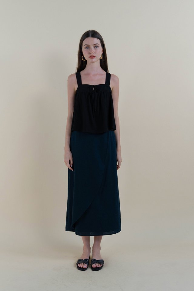 SUZY LINEN WRAP SKIRT TEAL