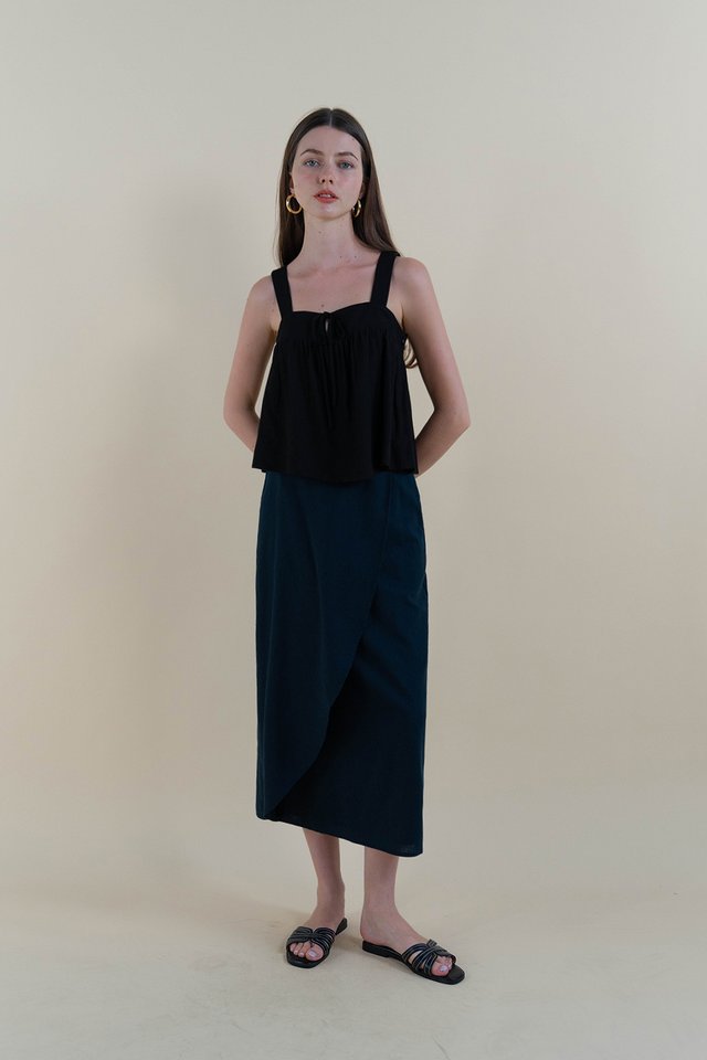 SUZY LINEN WRAP SKIRT TEAL